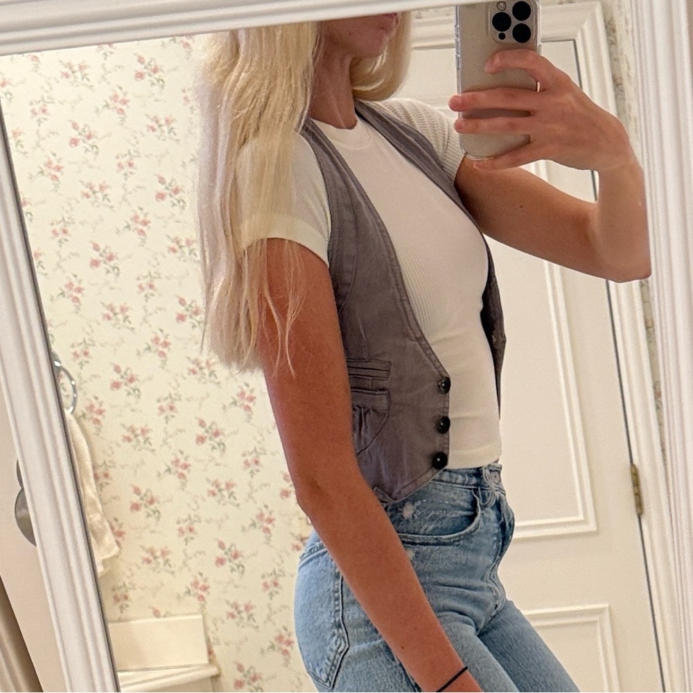 Gray Jean Vest - Picture 3 of 9